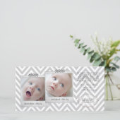 Baby TWINS Dank u Sjabloon fotokaarten (Staand voorkant)