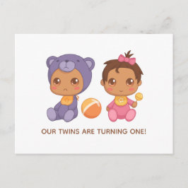Baby Twins First Birthday Girl Beer Invitation 2 Briefkaart
