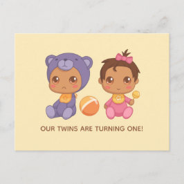 Baby Twins First Birthday Girl Beer Invitation Briefkaart