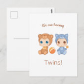 Baby Twins Genderneutrale aankondiging Briefkaart (Voorkant / Achterkant)