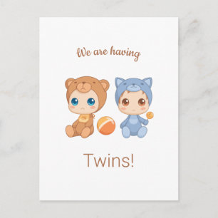 Baby Twins Genderneutrale aankondiging Briefkaart