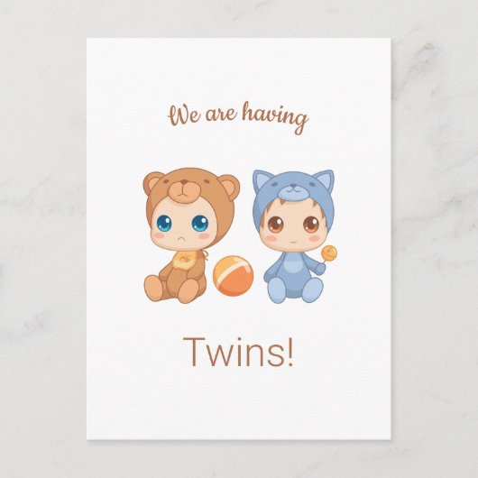 Baby Twins Genderneutrale aankondiging Briefkaart (Voorkant)