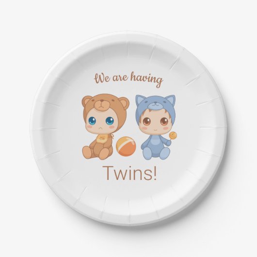 Baby Twins Genderneutrale aankondiging Papieren Bordje (Voorkant)