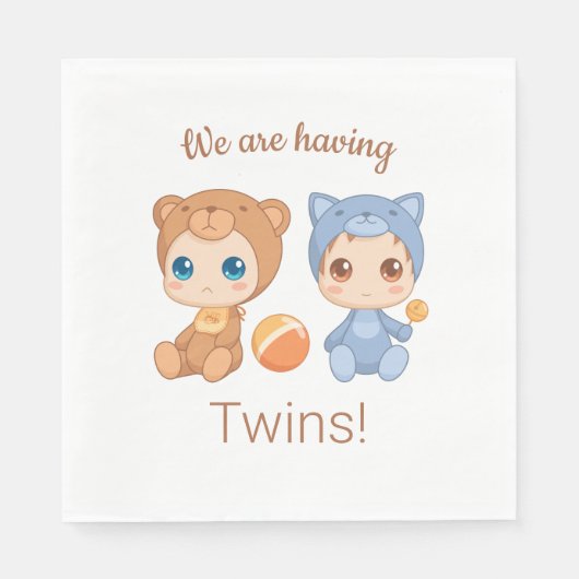 Baby Twins Genderneutrale aankondiging Servet (Voorkant)
