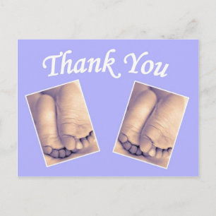 Baby twins kleine voetjes dank je wel blauw briefkaart