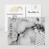 Baby Twins Photo Birth Announcement Briefkaart (Voorkant / Achterkant)