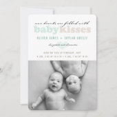 Baby Twins Valentijnsdag Foto Geboorte Aankondigin Feestdagenkaart (Voorkant)