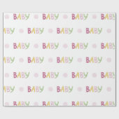 Baby Typografie Waterverf Thema Baby shower Cadeaupapier (Vlak)
