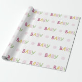 Baby Typografie Waterverf Thema Baby shower Cadeaupapier (Uitgerold)