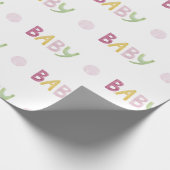 Baby Typografie Waterverf Thema Baby shower Cadeaupapier (Hoek)