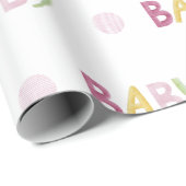 Baby Typografie Waterverf Thema Baby shower Cadeaupapier (Rol Hoek)