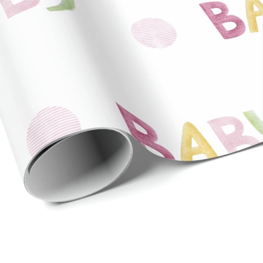Baby Typografie Waterverf Thema Baby shower Cadeaupapier (Rol Hoek)
