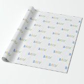 Baby Typografie Waterverf Thema Baby shower Cadeaupapier (Uitgerold)
