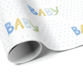 Baby Typografie Waterverf Thema Baby shower Cadeaupapier (Rol Hoek)