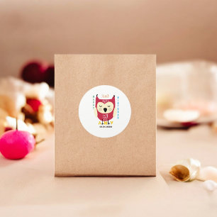 Baby Uil 1e Verjaardag Ronde Sticker