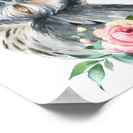 Baby Uil Bosdier Nursery | Cute Muurprint Poster (Hoek)