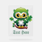 Baby Uil Cute St Patrick Cartoon Acryl Bord (Voorkant)