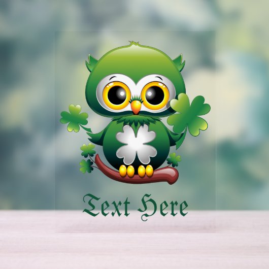 Baby Uil Cute St Patrick Cartoon Acryl Bord (Neutraal)