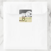 Baby Uil/ Foto Vierkante Sticker (Tas)