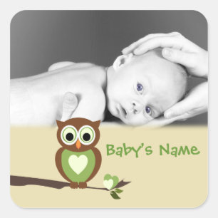 Baby Uil/ Foto Vierkante Sticker