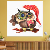 Baby Uil In Kerst Pet Canvas Cadeau Afdruk (Insitu (Woonkamer))