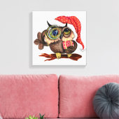 Baby Uil in Kerst Pet Canvas Print (Insitu (Woonkamer))