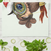 Baby Uil In Kerst Pet en Gift Keuken Handdoek (Gevouwen)