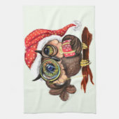 Baby Uil In Kerst Pet en Gift Keuken Handdoek (Verticaal)