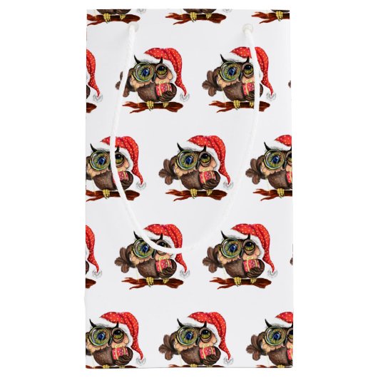 Baby Uil In Kerst Pet Gift Bag Klein Cadeauzakje (Achterkant)