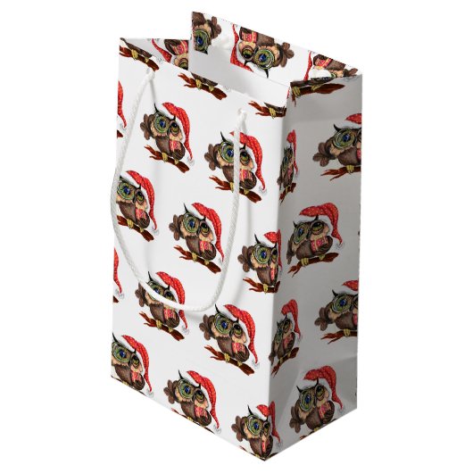 Baby Uil In Kerst Pet Gift Bag Klein Cadeauzakje (Achterkant Gekanteld)