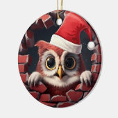 Baby Uil in Santa Hat - 3D Keramisch Ornament (Links)