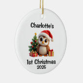 Baby Uil Kerstmis Keramisch Ornament (Rechts)