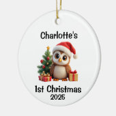 Baby Uil Kerstmis Keramisch Ornament (Links)