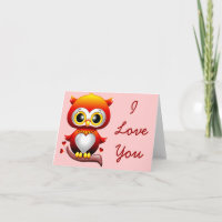 Baby Uil Liefde Hart Cartoon Note Kaart