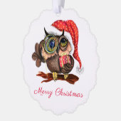 Baby Uil met Cadeaus Kerstmis Ornament Kaart (Links)