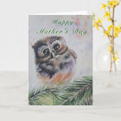 Baby Uil Moederdag Kaart (Gele Bloem)