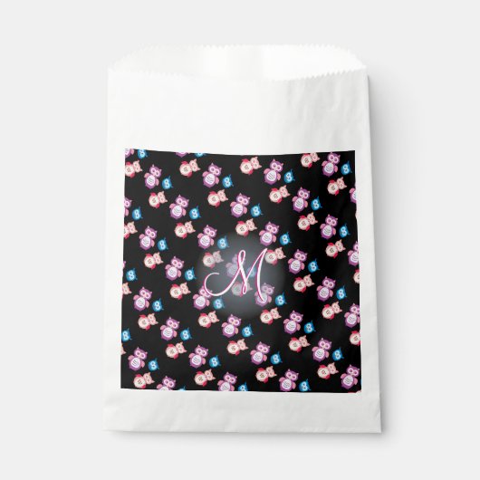 Baby Uil Schattig Monogram Bedankzakje (Voorkant)