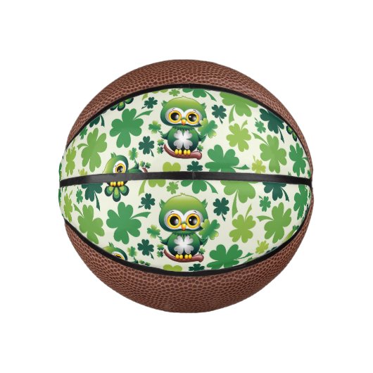 Baby Uil Schattig St Patrick Cartoon Basketbal (Voorkant)