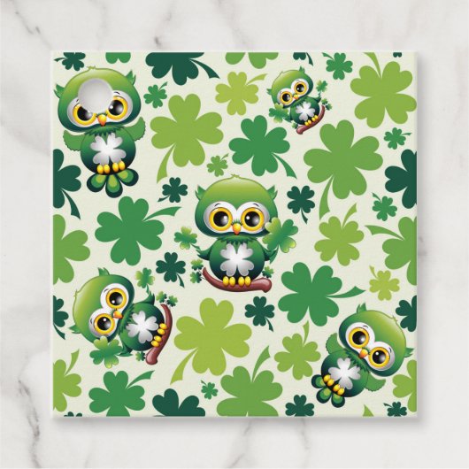 Baby Uil Schattig St Patrick Cartoon Bedankjes Labels (Voorkant)