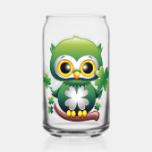 Baby Uil Schattig St Patrick Cartoon Blikvorm Glas (Achterkant)