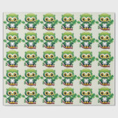 Baby Uil Schattig St Patrick Cartoon Cadeaupapier (Vlak)