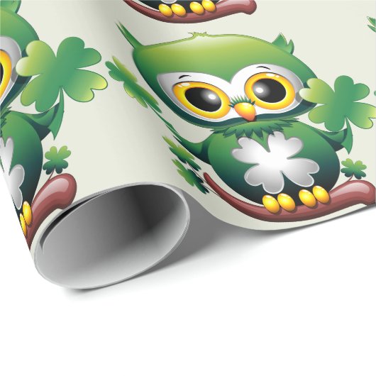 Baby Uil Schattig St Patrick Cartoon Cadeaupapier (Rol Hoek)