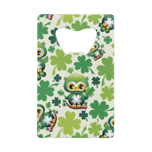 Baby Uil Schattig St Patrick Cartoon Creditkaart Flessenopener