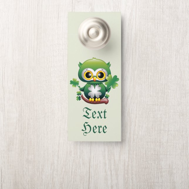 Baby Uil Schattig St Patrick Cartoon Deurhanger (Op knop)