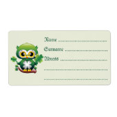 Baby Uil Schattig St Patrick Cartoon Etiket (Voorkant)