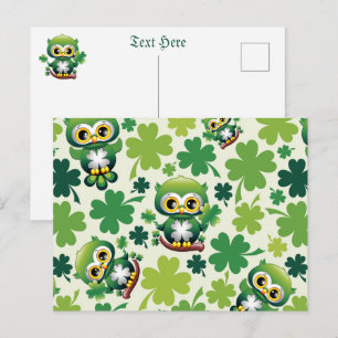Baby Uil Schattig St Patrick Cartoon Feestdagenkaart