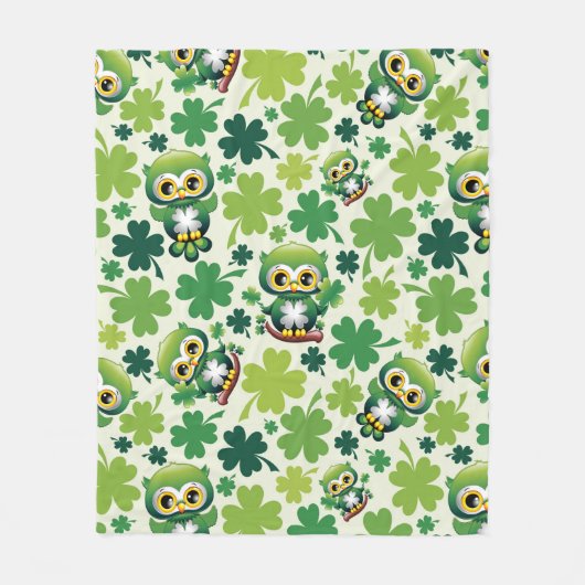 Baby Uil Schattig St Patrick Cartoon Fleece Deken (Voorkant)