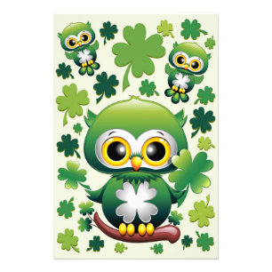 Baby Uil Schattig St Patrick Cartoon Foto Afdruk