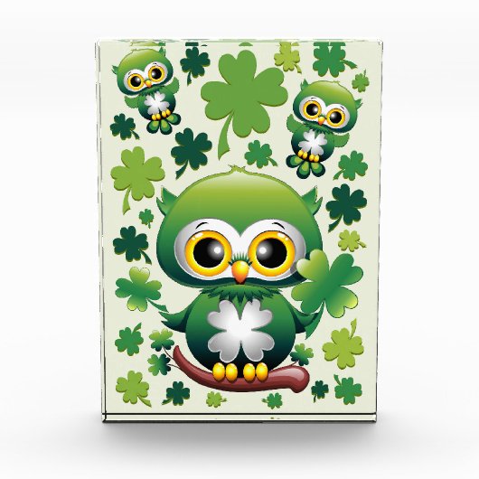 Baby Uil Schattig St Patrick Cartoon Fotoblokken (Voorkant)