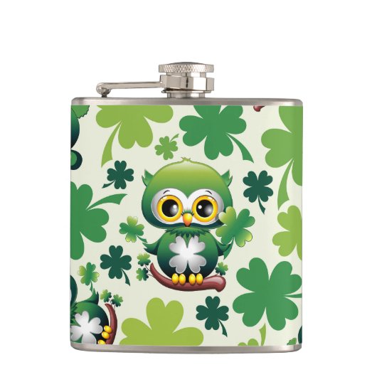 Baby Uil Schattig St Patrick Cartoon Heupfles (Voorkant)